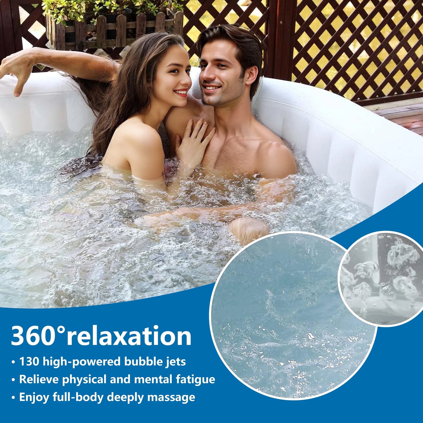 Largecare 73 inch 4-6 Person Inflatable Hot Tub Spa with Control Panel, Outdoor Portable Hottub with 130 Jets, Insulated Tub Cover and Floor Protector, Temperature up to 104°F, Gray