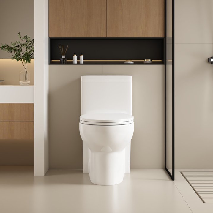 Largrcare Modern One Piece Toilet with Soft Close Seat , Elongated Toilet with Comfort Seat Height, ADA Chair Height 17.32", Dual Flush 1.1/1.6 GPF & MAP 1000g, Standard White Toilet Bowl