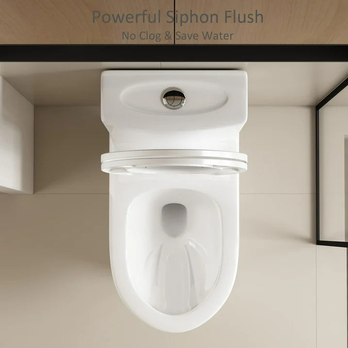 Largrcare Modern One Piece Toilet with Soft Close Seat , Elongated Toilet with Comfort Seat Height, ADA Chair Height 17.32", Dual Flush 1.1/1.6 GPF & MAP 1000g, Standard White Toilet Bowl