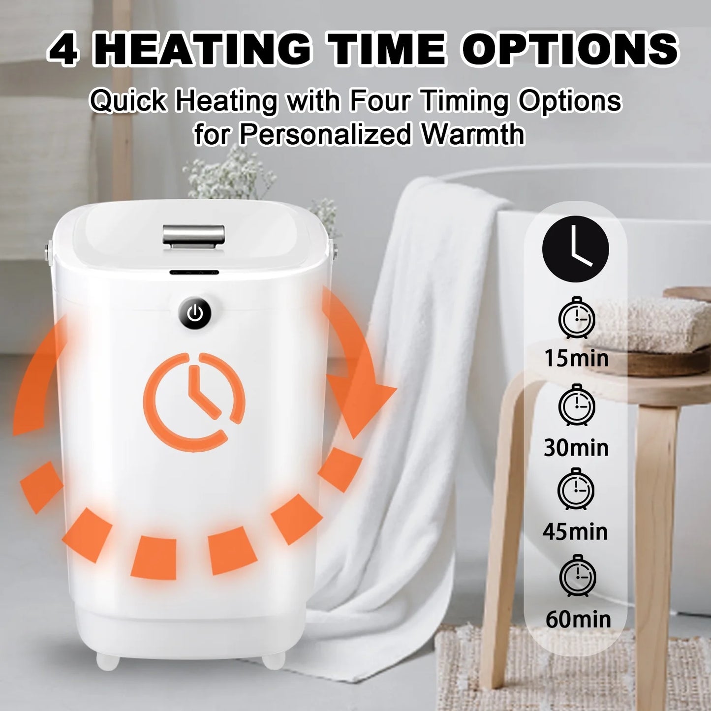 Largecare Towel Warmers for Bathroom 20L Towel Warmers Buckets Spa With 15/30/45/60 Timing Luxury Large Warmer Fits Up to Two Oversized Towels, Bathrobe, Towel, Blanket White