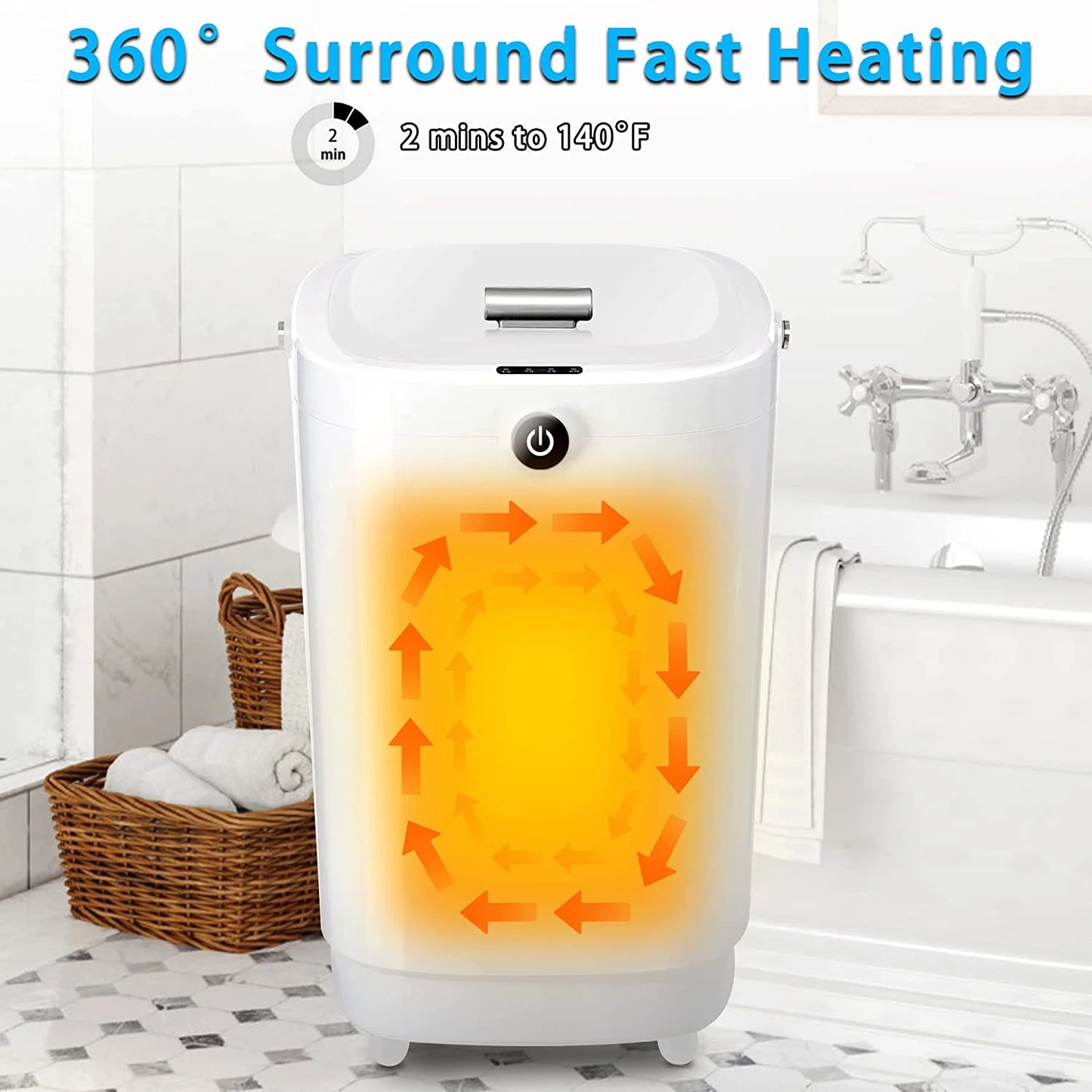 Largecare Towel Warmers for Bathroom 20L Towel Warmers Buckets Spa With 15/30/45/60 Timing Luxury Large Warmer Fits Up to Two Oversized Towels, Bathrobe, Towel, Blanket White