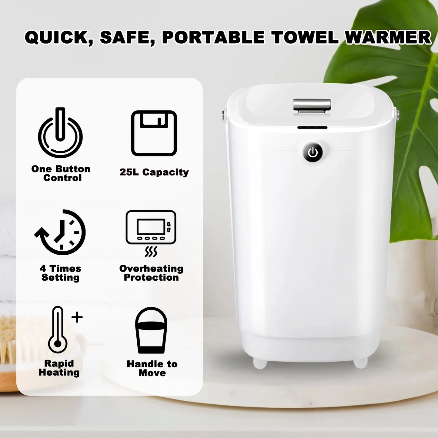 Largecare Towel Warmers for Bathroom 20L Towel Warmers Buckets Spa With 15/30/45/60 Timing Luxury Large Warmer Fits Up to Two Oversized Towels, Bathrobe, Towel, Blanket White